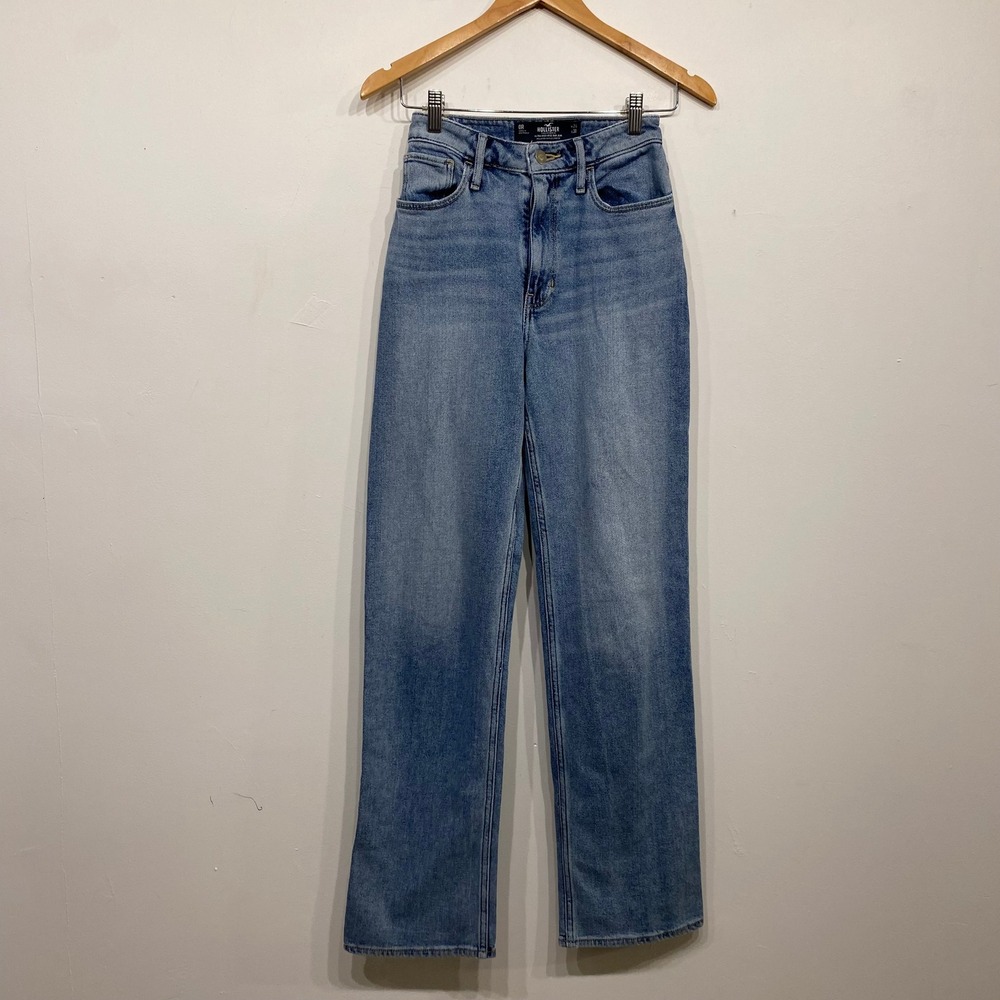 Hollister Ultra High-Rise Dad Jeans Light Wash Vintage Stretch W24 L31 0R Womens